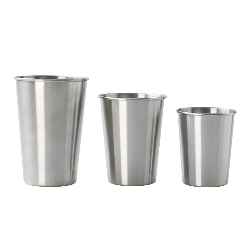 Tùy chỉnh bên bia Stackable tường duy nhất cup kim loại nước nhỏ Shot uống cốc thủy tinh thép không gỉ cup