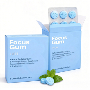 Goma de Mascar con Cafeína para Concentración Mental, con L-Teanina y Vitaminas B, Suplemento Energético Natural para la Concentración, el Estudio y el Trabajo - Product Image 1