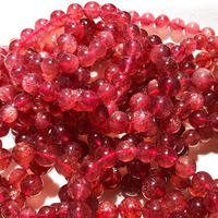 Bracelet en perles de quartz rouge étoilé russe naturel de qualité supérieure, bijou en pierres précieuses rouge doré pour collection