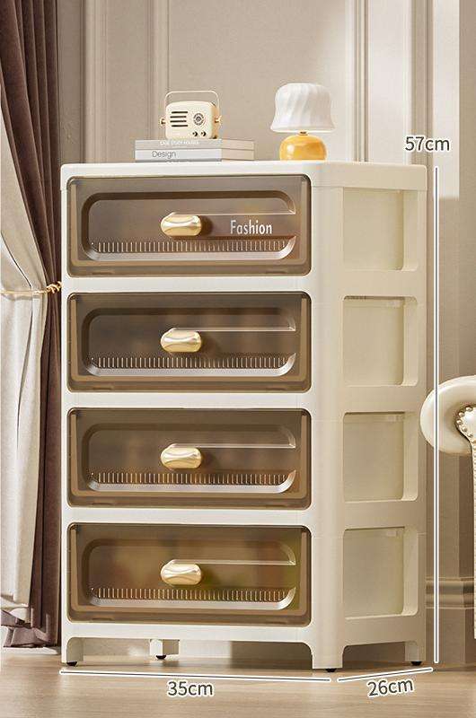 Cómoda de 35 lados de ancho, cuatro capas de té transparente