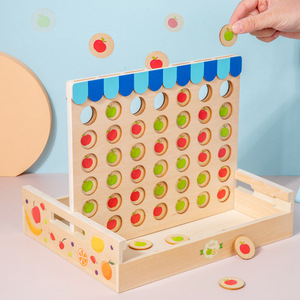 Tùy Chỉnh Montessori Trẻ Em Bằng Gỗ Kết Nối Bốn Bộ Nhớ Bàn Cờ Câu Đố Trò Chơi Giáo Dục Chơi Quà Tặng Đồ Chơi Cho Trẻ Em - Product Image 4