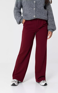 Pantalones de Oficina de Pierna Ancha Color Rojo Oscuro para Mujer, Estilo Vintage, Holgados, con Trabillas para Cinturón y Bolsillos Laterales, Personalizados OEM - Product Image 3