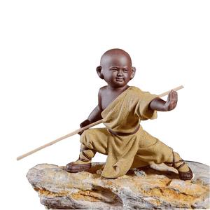 MSH National tide Style Grand Kung Fu Kid Purple Sand Tea Pet Ornament - Product Image 2
