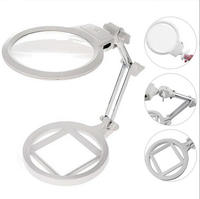 3B-1A 2X 6X Foldable Dual Lens Desktop Table Magnifier 2 LED Large 130mm Acrylic Lens Diameter Magnifying Glass Mental Bracket