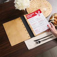 Nouvelle Pochette de Menu Promotionnelle en Cuir et Contreplaqué avec Clips, Personnalisable et Gravée pour Restaurants, Bars, Mariages – Porte-Menus en Bois