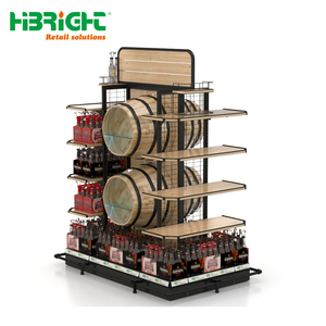 Estante de Exhibición de Vino de Madera de Primera Calidad, Estante de Isla para Licores de Lujo para Supermercados y Tiendas de Boutique - Product Image 5