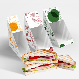 Boîtes à <span class=keywords><strong>sandwich</strong></span> triangulaires en papier biodégradables pour emporter, avec fenêtre, pour emballage de repas - Product Image 4