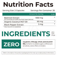 OEM Améliorer les performances athlétiques Fonction cognitive Santé cardiaque Extrait de poivre noir Booster d'oxyde nitrique Capsules de racine de betterave