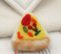 Jouet d'exercice pour chat en feutre de laine, adorable et réaliste, en forme de pizza, tissé à la main, 5,5x5,5 CM