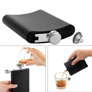 Ensemble cadeau de mini flacon à liqueur en acier inoxydable pour <span class=keywords><strong>homme</strong></span>, 6 oz, noir mat, avec entonnoir, portable et étanche, nouveauté pour les cadeaux - Product Image 3