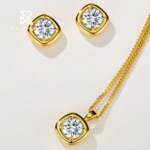 Rochime <span class=keywords><strong>simple</strong></span> 18K chapado en oro brillante solitario colgante collar 925 plata esterlina circón joyería fina para mujeres - Product Image 4