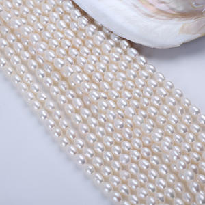 Perles de riz d'eau douce naturelles Zhuji en gros, 6-7 mm, blanches, semi-finies, pour bijoux DIY, collier, bracelet, accessoires - Product Image 2