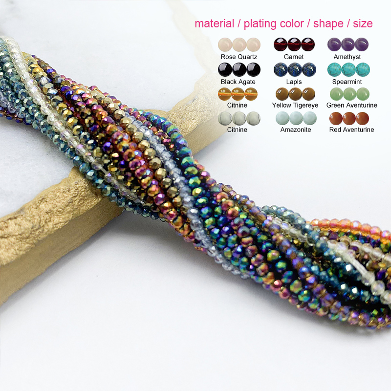 Bestone Mini DIY Round Glass Loose Beads for Jewelry Making 14 Inches