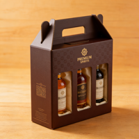 Boîte à main en carton ondulé GOTOP avec poignée renforcée, revêtement imperméable, recyclable, revêtement UV personnalisé, antichoc, pour cadeau de vin