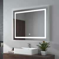 Miroir rectangulaire LED de salle de bains, éclairage mural Anti-buée avec variateur tactile à mémoire de forme, 1 pièce