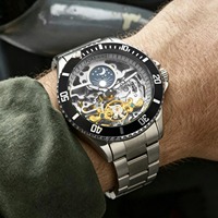 Montre de plongée FORSINING FSG8316M4 pour homme, marques de luxe, bracelet en acier inoxydable, squelette mécanique, horloge sportive lumineuse