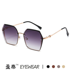 Yingtai Eyewear Polygonal Frameless <b>Sunglasses</b> Metal Frame <b>Gradient</b> Lens UV400 Women Fashionable Sunshades - Product Image 5