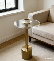 Table d'appoint ronde en acrylique transparent de haute qualité, 100% acrylique, avec base en métal pour chambre à coucher et salon