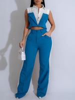Ensemble de Costume d'Été Nouvelle Tendance pour Femme : Gilet et Pantalon Large Élégant pour le Bureau