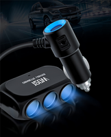 Adaptateur de séparateur de prise allume-cigare de voiture 120W 3 prises, 12V-24V 38W Type-C PD 20W USB QC3.0 Chargeur de voiture à double charge rapide PD20W