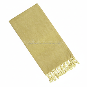 ผ้าขนหนูแบบตุรกีขนาดใหญ่สุดหรูลายทางผ้าฝ้ายทอมือและประดับด้วยพู่ - Product Image 1