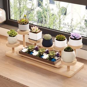 Étagères murales de bureau multifonctionnelles en bois massif support de rangement pratique pour étude chambre salon affichage de fleurs succulentes - Product Image 4