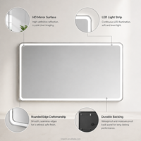 Kingstin Espejo LED de baño con marco metálico, 3 tonos, antivaho, para hoteles y hogar, tamaño personalizado, 8+ años OEM