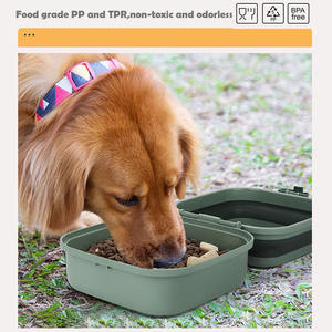 TPR katlanır katlanabilir köpek seyahat için su kasesi taşınabilir köpek kase 2-in-1 <span class=keywords><strong>Pet</strong></span> gıda su besleyici seyahat köpek maması kaseleri kapaklı - Product Image 4