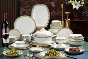 Luxury Gold Bone China Coupe <b>Dinnerware</b> Sets Eco Friendly Freezer Safe - Product Image 3
