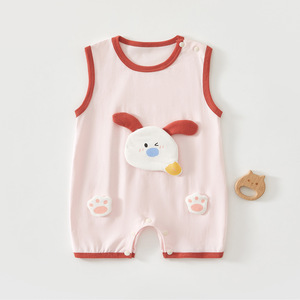 Mameluco sin mangas para bebé, mono fino de algodón para verano, unisex, con diseño de pato de dibujos animados, para recién nacidos, traje para gatear - Product Image 1