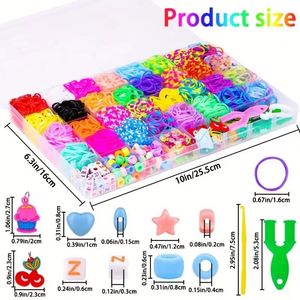 Kit de 2500 pièces de fournitures de bijouterie, jouet éducatif, élastiques arc-en-ciel pour matériel de bricolage, pack de couleurs pour tricotage - Product Image 4