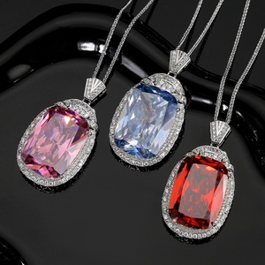 Polished Eco-friendly Copper Large Pendant Necklace Cubic Zirconia Hypoallergenic Jewelry for Women Banquet Party Gift Wholesale - Product Image 5