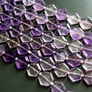 20 Piezas de Cuentas Hexagonales Facetadas de Amatista Púrpura Natural de 11x11 mm, Certificadas por Terceros, con Orificio de 0.35 mm, Hilo de Piedras Preciosas Sueltas - Product Image 1
