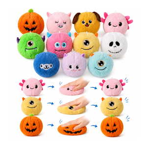 Lot de 12 sphères pelucheuses rebondissantes, jouets anti-stress brodés en forme d'êtres, collection de breloques de sac à dos à récupération élastique - Product Image 1
