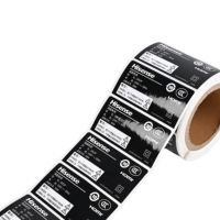 Custom Vinyl Labels Electronics Nameplate TV Back Panel Continuous Roll White Border Brushed Silver High Voltage