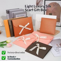 Boîtes cadeaux pliables en papier perlé avec nœud en ruban, boîte cadeau en papier de luxe léger pour l'emballage de foulards en soie, châles et autres cadeaux