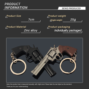Llavero de pistola de juguete 1:3 Python 357 Revolver negro de 70 mm, llavero metálico realista de 7 cm con forma de pistola, modelo Python 357 - Product Image 3