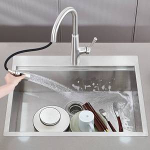 Handle Single Hole <b>Deck</b> Mounted 304 Stainless Steel Out Pull Down Spray Sink Mixer Kitchen Faucet - Product Image 3