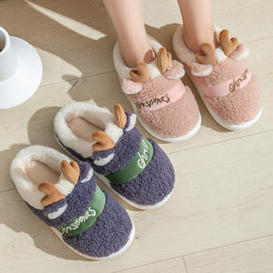 Thick Sole <b>Christmas</b> Deer <b>Slippers</b> <b>Women</b> Men Indoor Warm <b>Slipper</b> Soft Plush Home Floor Lovers Winter Floor Shoes - Product Image 2