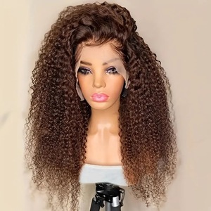 วิกผมแท้สีน้ำตาลสำหรับ<span class=keywords><strong>ผู้หญิง</strong></span>ผิวดำวิกผมหยิกแบบบราซิล - Product Image 4