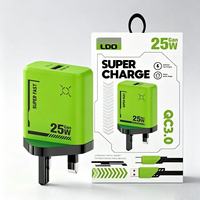 Chargeur super rapide 25W, chargeur rapide pour téléphone portable, chargeur USB de voyage avec câble USB, adaptateur secteur USB à charge rapide 25W