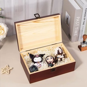 Wooden Storage <b>Box</b> Rectangular With Lock For Jewelry Desktop Home Use <b>Pine</b> Material Big Capacity - Product Image 3