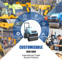Rouleau compresseur routier mini de 3 tonnes à prix d'usine avec moteur diesel à double tambour vibrant, compacteur de 1,5 tonne, 2 tonnes, rouleau à asphalte