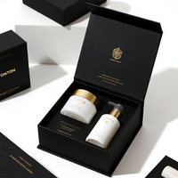 Boîte magnétique personnalisée et boîte cadeau noire pour ensemble de soins de la peau et emballage de luxe, structure en papier solide