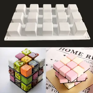 Lebensmittel qualität DIY 3D Rubik Mousse Form Dekorieren Kekse Backwerk zeug Kuchen würfel Fondant Backform Silikon Schokoladen kuchen form