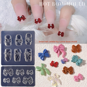 Moule à ongles en silicone 3D en forme de nœud, moule de sculpture pour bonbons, pour le remplissage de vernis gel et la décoration d'ongles - Product Image 1