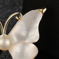 Bijoux de mode XILIANGFEIZI, broches en coquillages naturels, perles et zircon, motif papillon