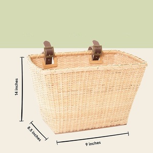Huang Tu-cesta de ratán para bicicleta, cesta <span class=keywords><strong>grande</strong></span> de plástico de mimbre, bambú - Product Image 2
