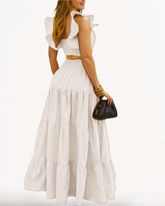 Nouvelle Robe <span class=keywords><strong>Longue</strong></span> Deux Pièces Élégante et Sexy, Couleur Unie, Sans Col, Taille Mi-Haute, à Bretelles, Grande Ampleur, pour l'Été - Product Image 5