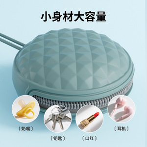 Sac de rangement portable en silicone avec fermeture éclair pour jouets de dentition, corde de suspension, taille mini, violet - Product Image 4